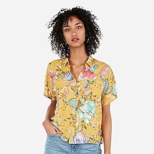 Floral Boxy Button-Up Shirt NWT